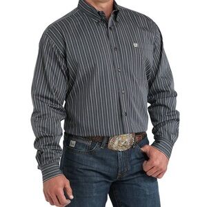 Cinch Men's Charcoal Striped Button-Down Long Sleeve Western Shirt